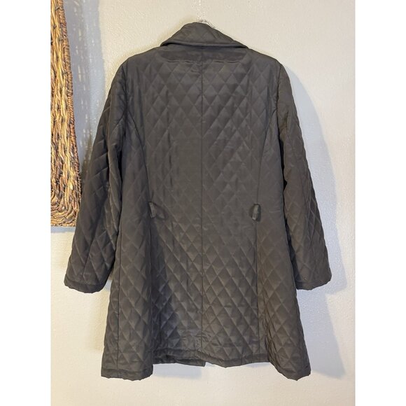 Talbot's Quilted Puffer Coat PM Petite Medium Mid Length Black W Pockets - Picture 6 of 16